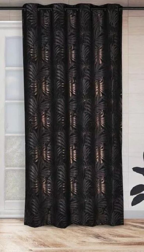 Rideaux et voilages - Rideau ZANZIBAR - Panneau à œillets - Taupe - 140 x 260 cm - 54 % pes 40 % coton 6 % métallique - IPC DECO DELL'ARTE