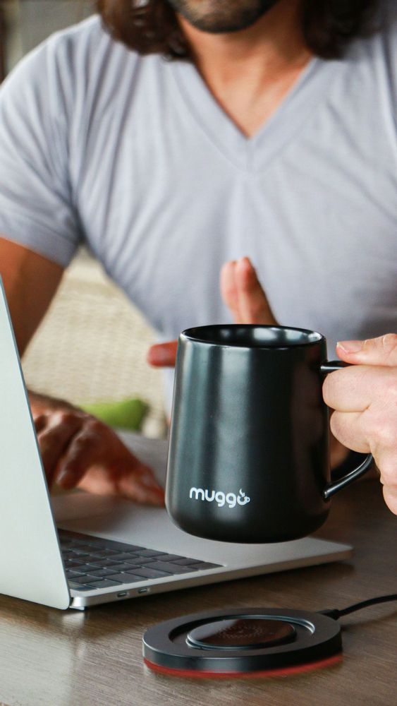 Autres fournitures bureau  - Muggo Volt grande tasse noir chargeur rapide téléphone garde café thé chaud - OUI SMART