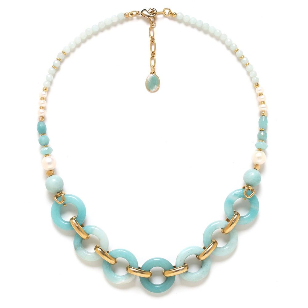 Bijoux - collier court anneaux amazonite - NATURE BIJOUX