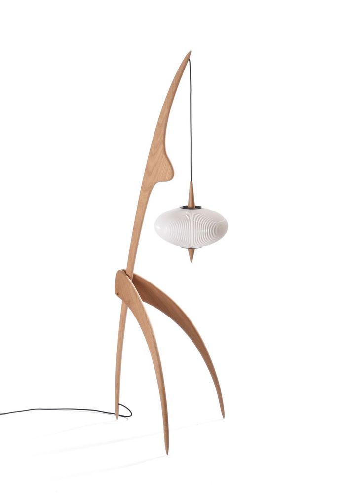 Objets design - Lampadaire "Mante Religieuse" Finition Chêne Naturel - RISPAL