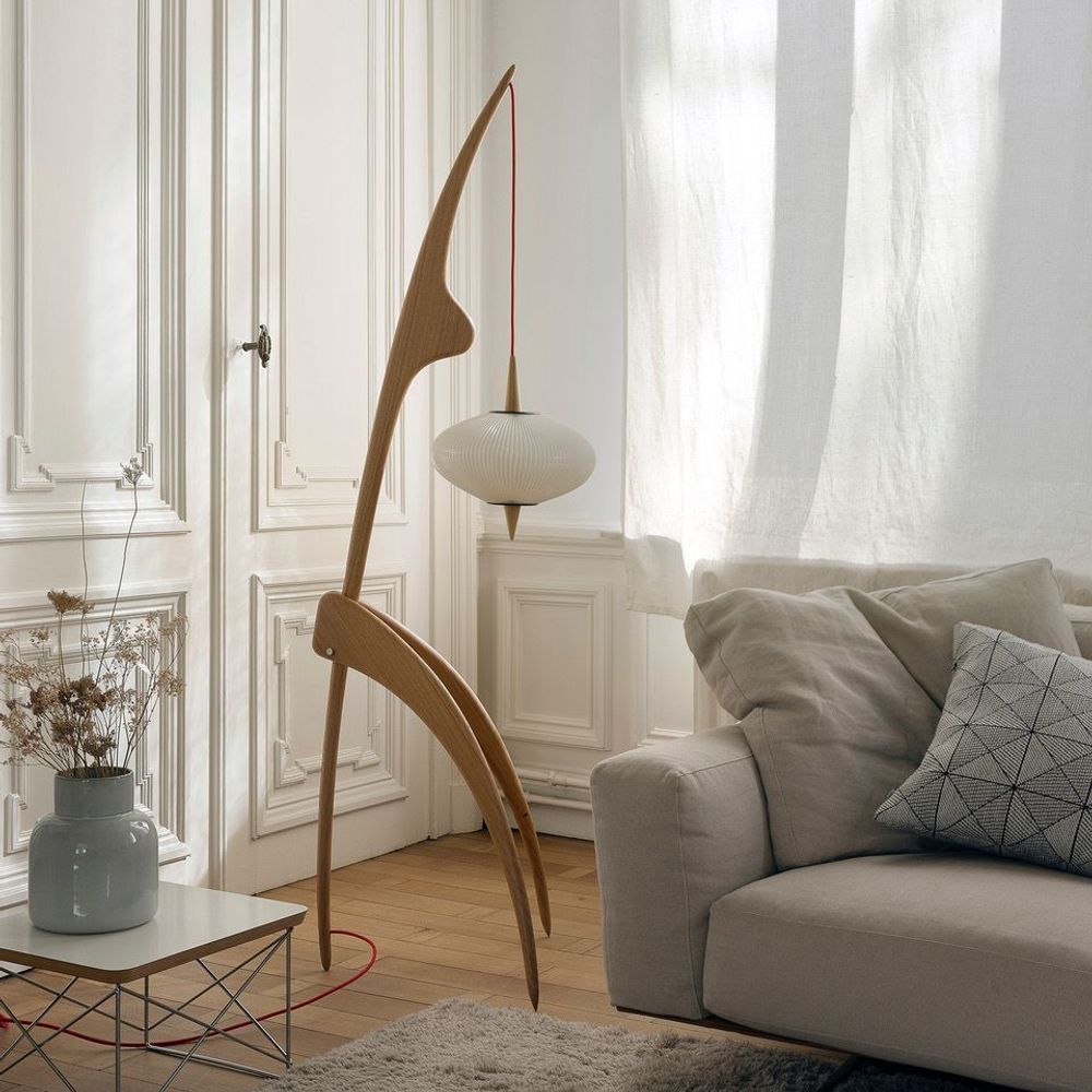Objets design - Lampadaire "Mante Religieuse" Finition Chêne Naturel - RISPAL