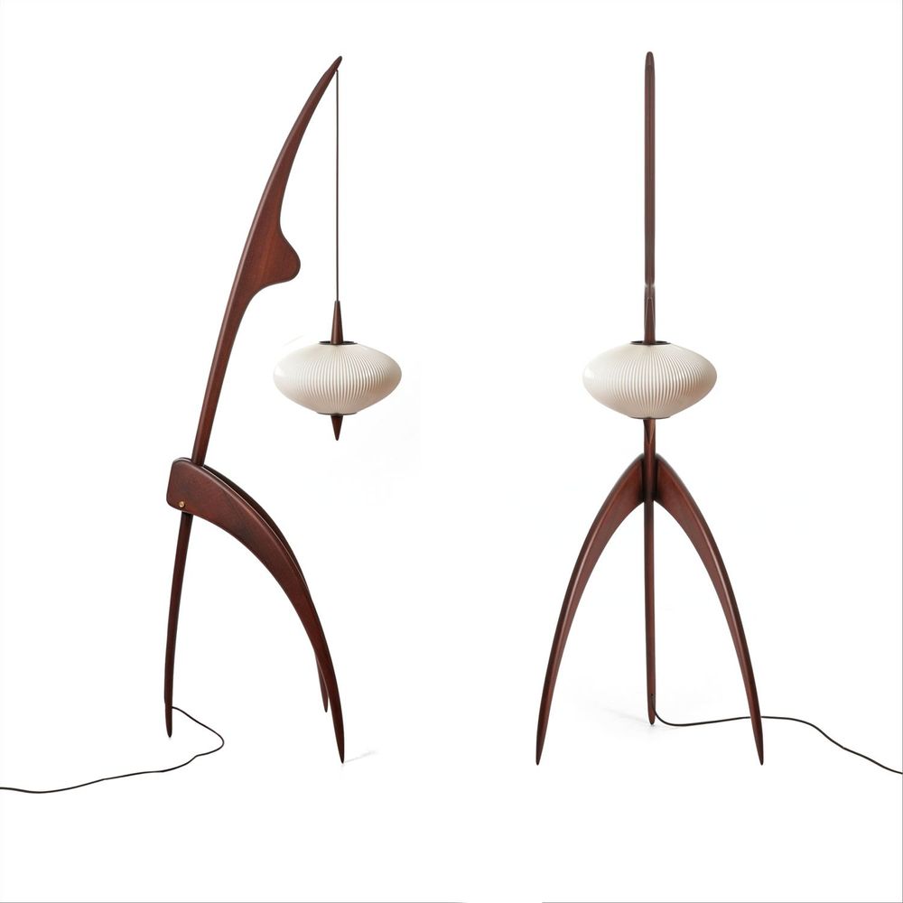 Objets de décoration - Lampadaire "Mante Religieuse"  Finition Noyer teinté français - RISPAL