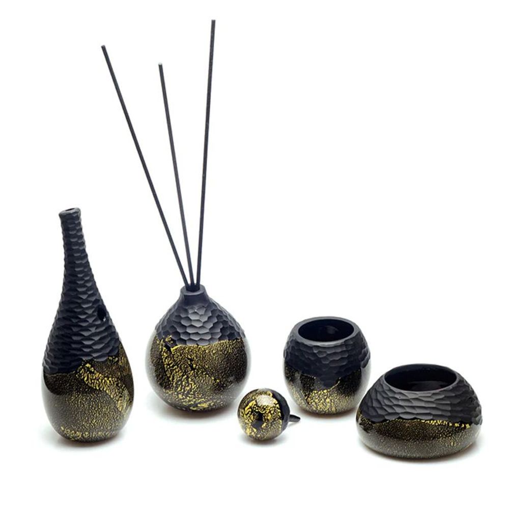 Design objects - Decoration - 4-piece Murano glass set - black with gold leaf - MILODINA