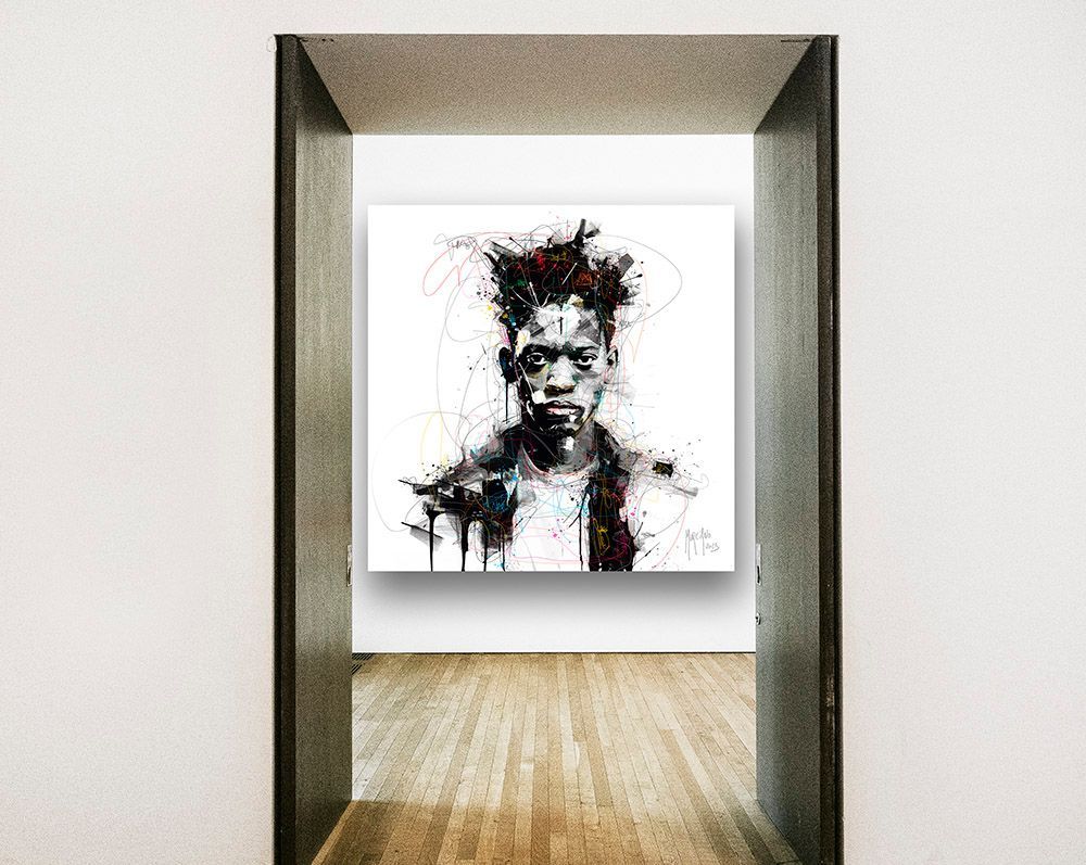 Paintings - Jean Michel Basquiat colored street pop painting by Murciano 50x50 cm - MUUSE