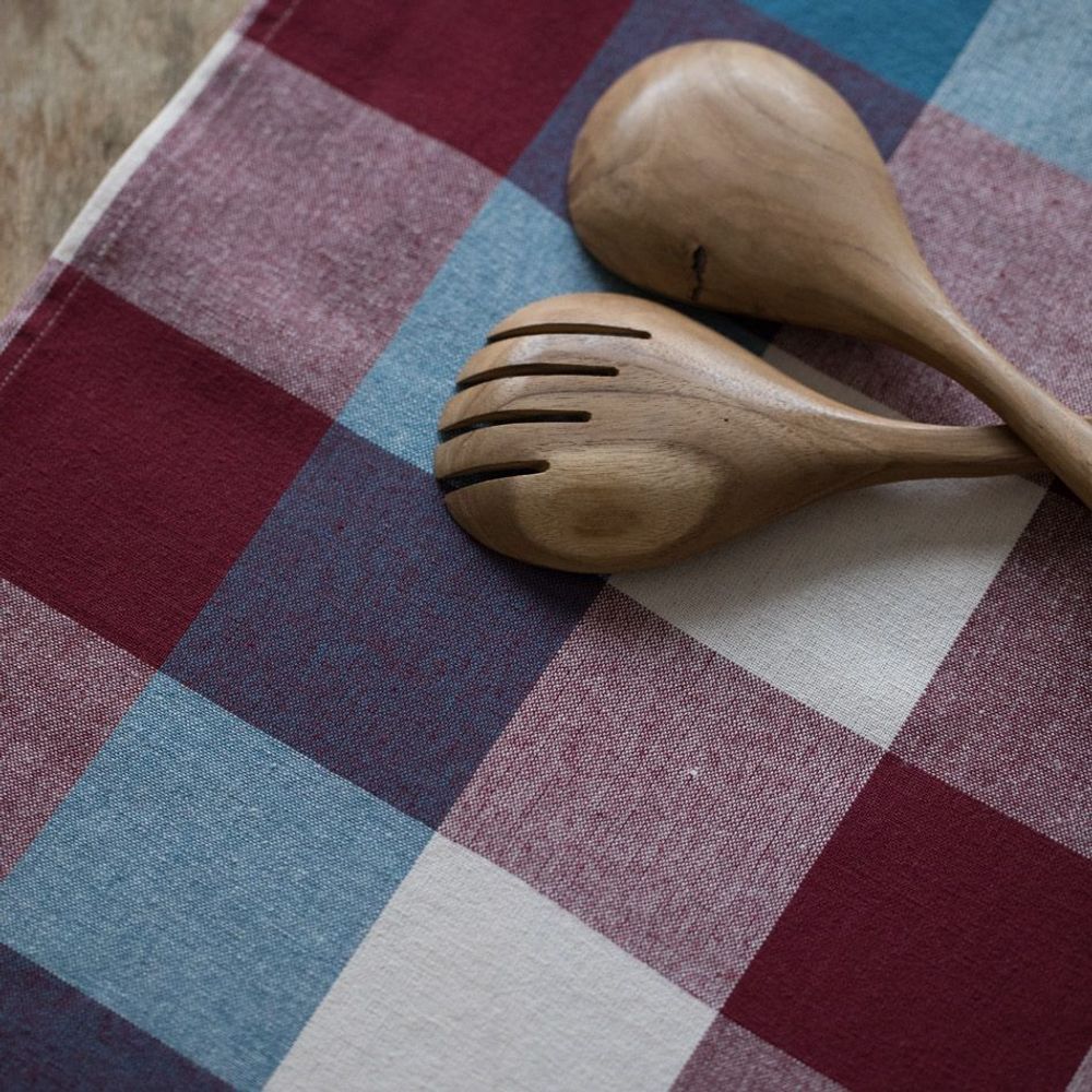 Sets de table - Napperon en Coton Multicolore Tissé à Carreaux - MAHE HOMEWARE