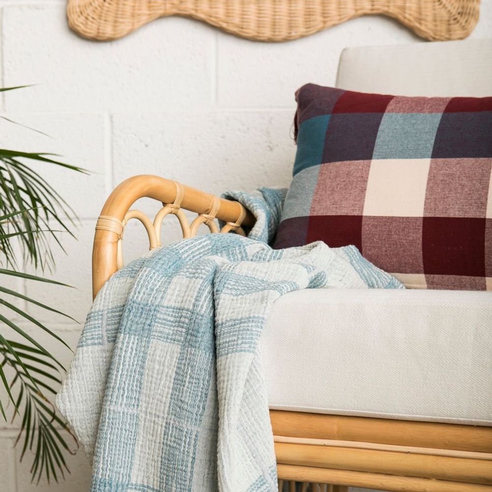 Linge de lit - Plaid à Carreaux en Gaze de Coton - MAHE HOMEWARE