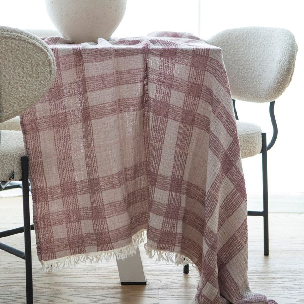 Linge de lit - Plaid à Carreaux en Gaze de Coton - MAHE HOMEWARE