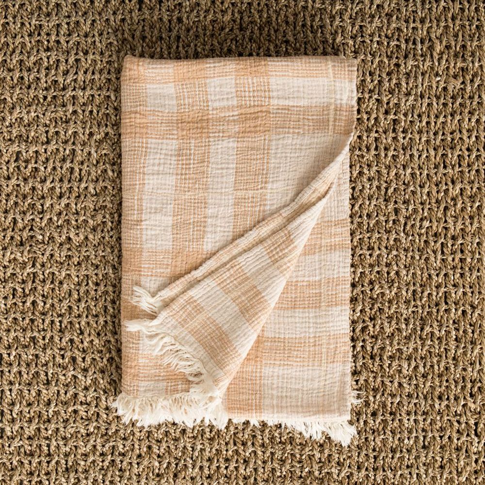 Linge de lit - Plaid à Carreaux en Gaze de Coton - MAHE HOMEWARE