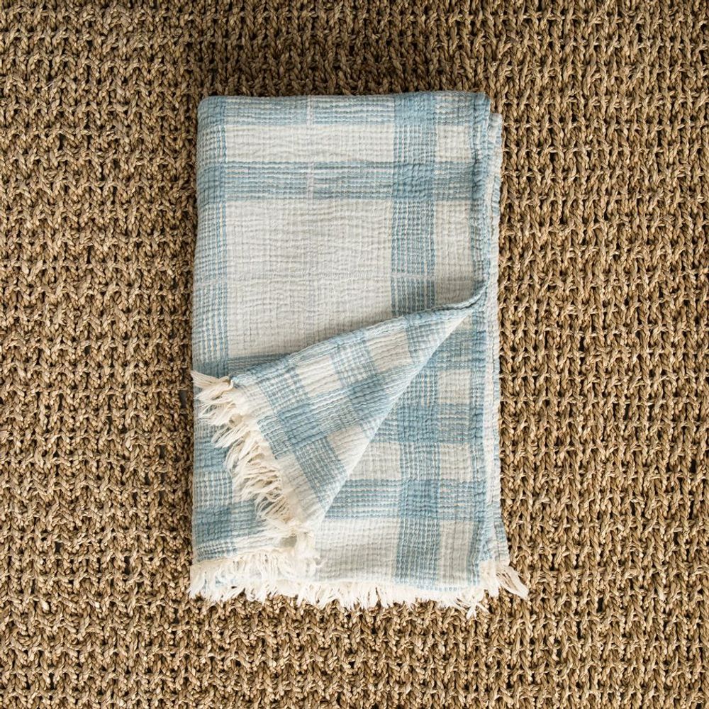 Linge de lit - Plaid à Carreaux en Gaze de Coton - MAHE HOMEWARE
