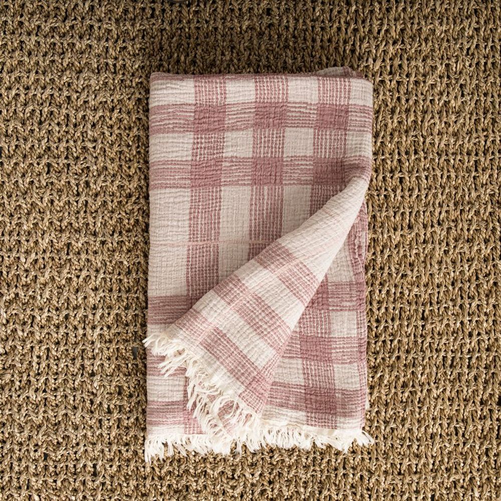 Linge de lit - Plaid à Carreaux en Gaze de Coton - MAHE HOMEWARE