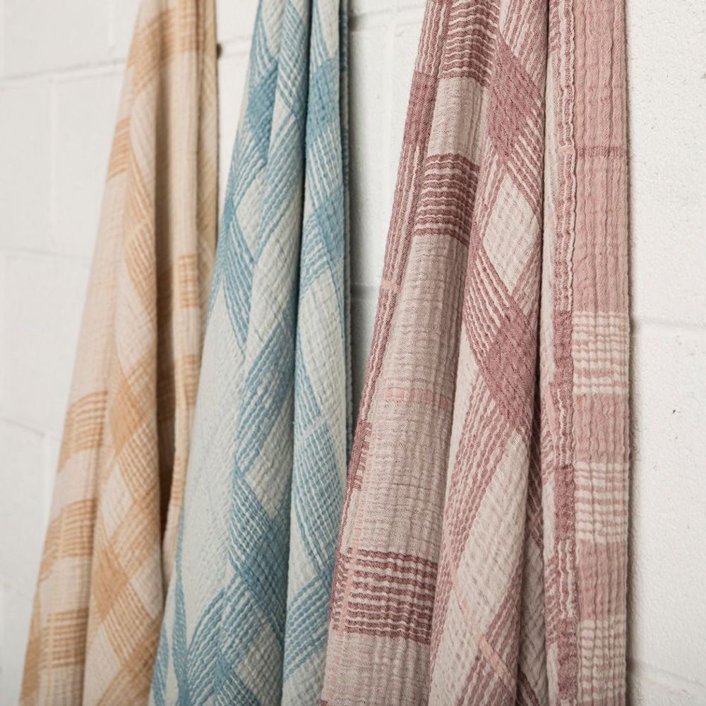 Linge de lit - Plaid à Carreaux en Gaze de Coton - MAHE HOMEWARE