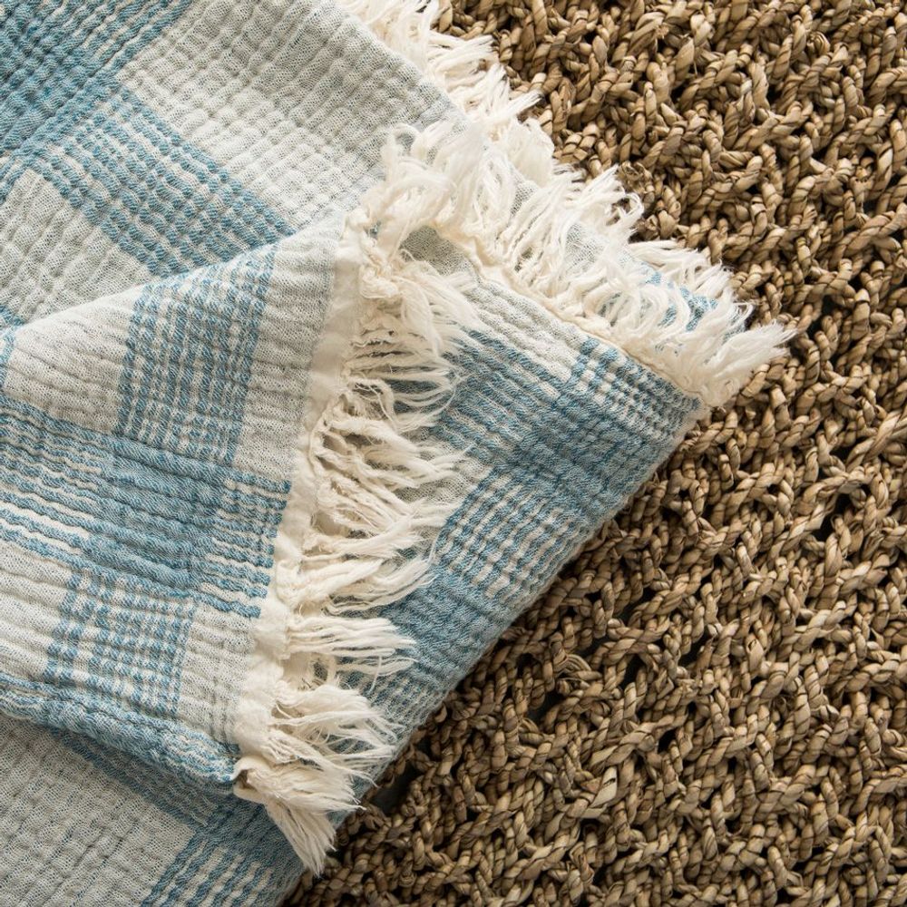 Linge de lit - Plaid à Carreaux en Gaze de Coton - MAHE HOMEWARE