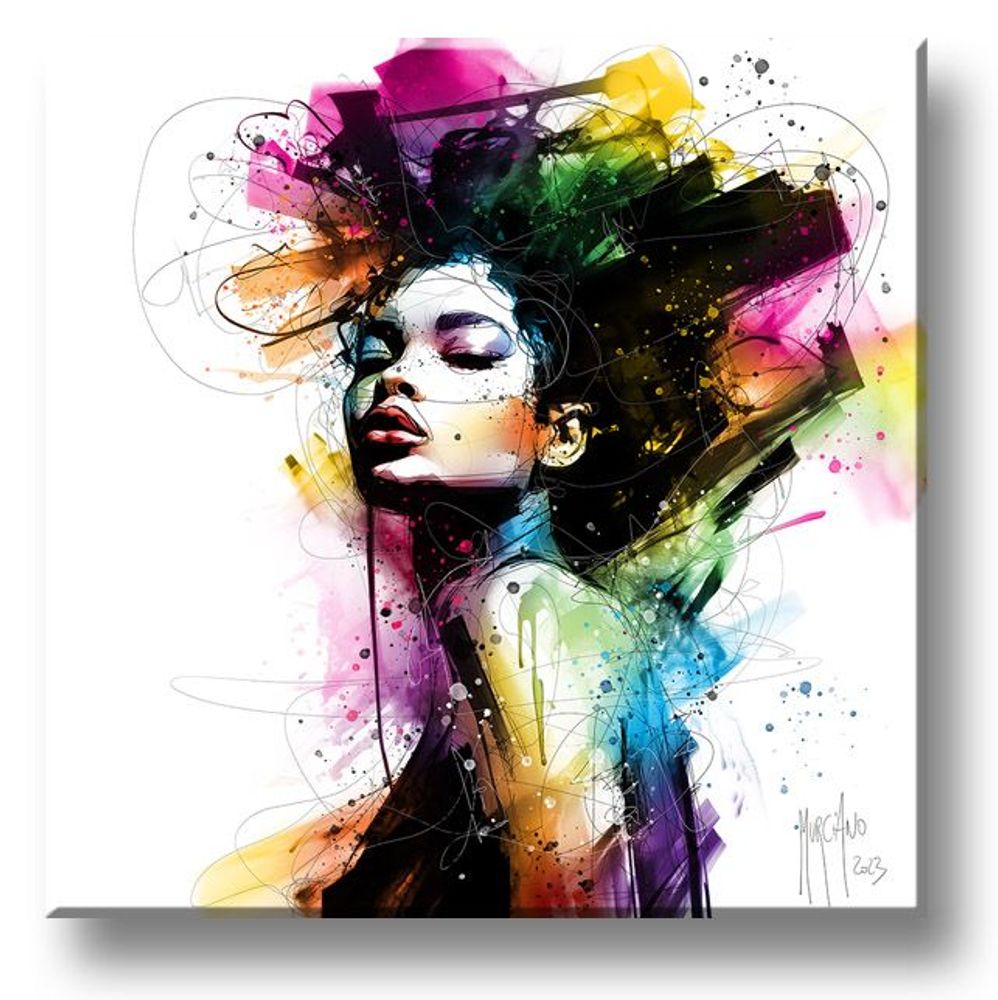 Paintings - CUBA 2 sensual colorful street pop painting of a Cuban woman by Murciano 50x50 cm - MUUSE