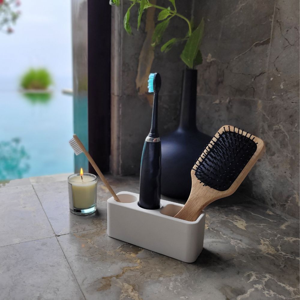 Chambres d'hôtels - Porte brosse à dents en pierre absorbant l'eau anti odeur anti moisissure blanc OLIKA - OSNA