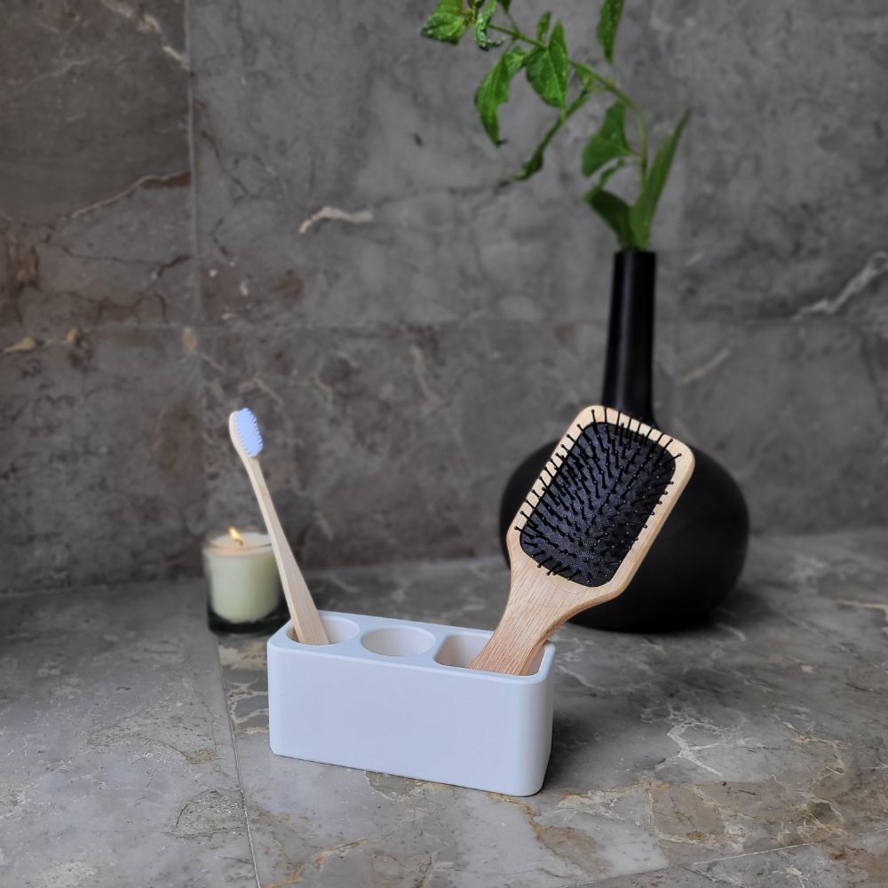 Chambres d'hôtels - Porte brosse à dents en pierre absorbant l'eau anti odeur anti moisissure blanc OLIKA - OSNA