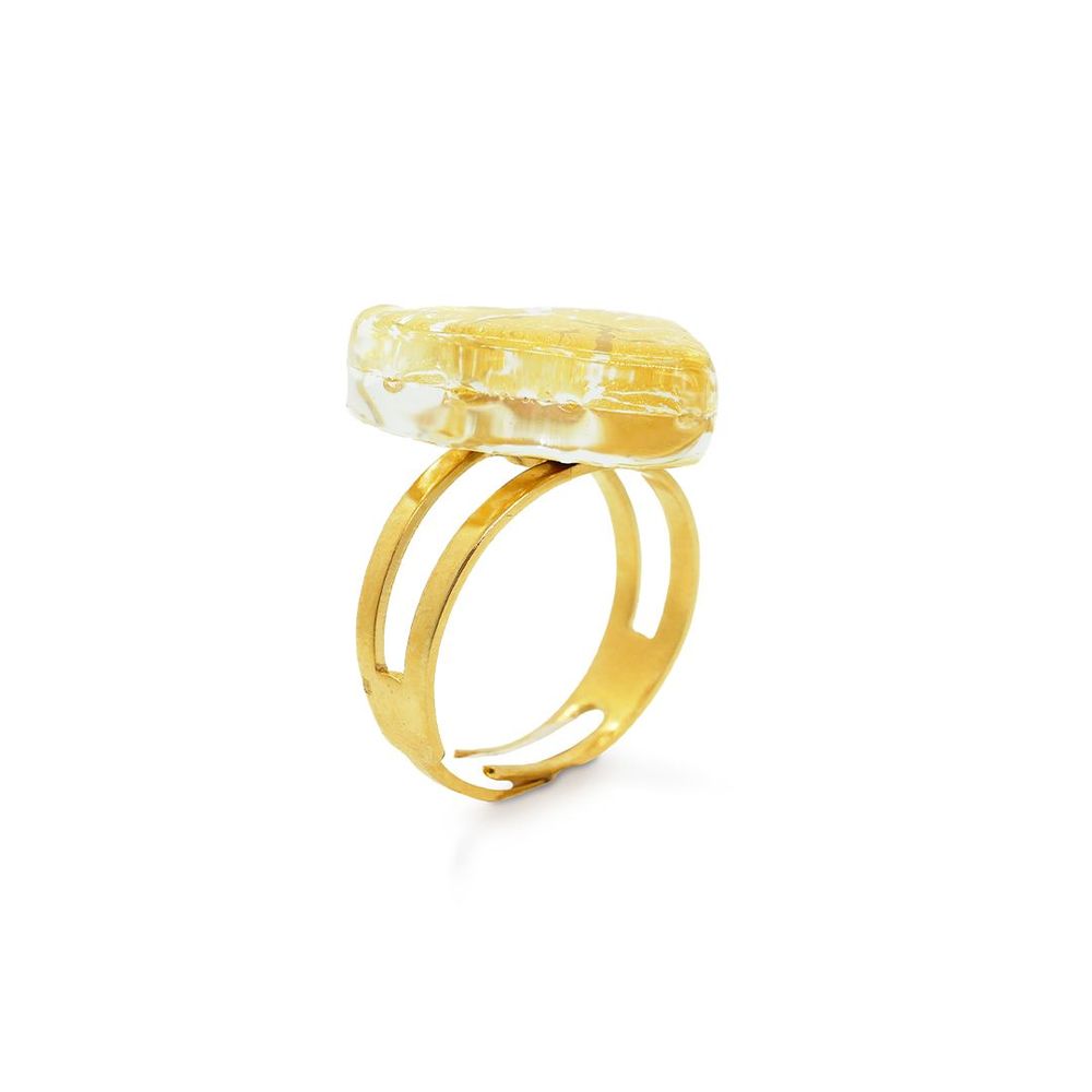 Homewear bien-être - Bague ORUS COEUR en verre de Murano - Doré - MILODINA
