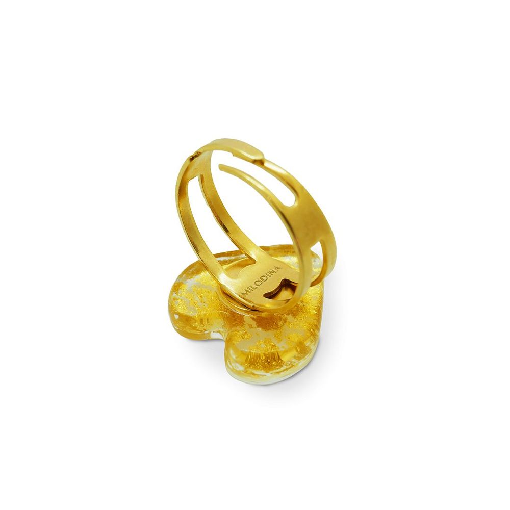 Homewear bien-être - Bague ORUS COEUR en verre de Murano - Doré - MILODINA