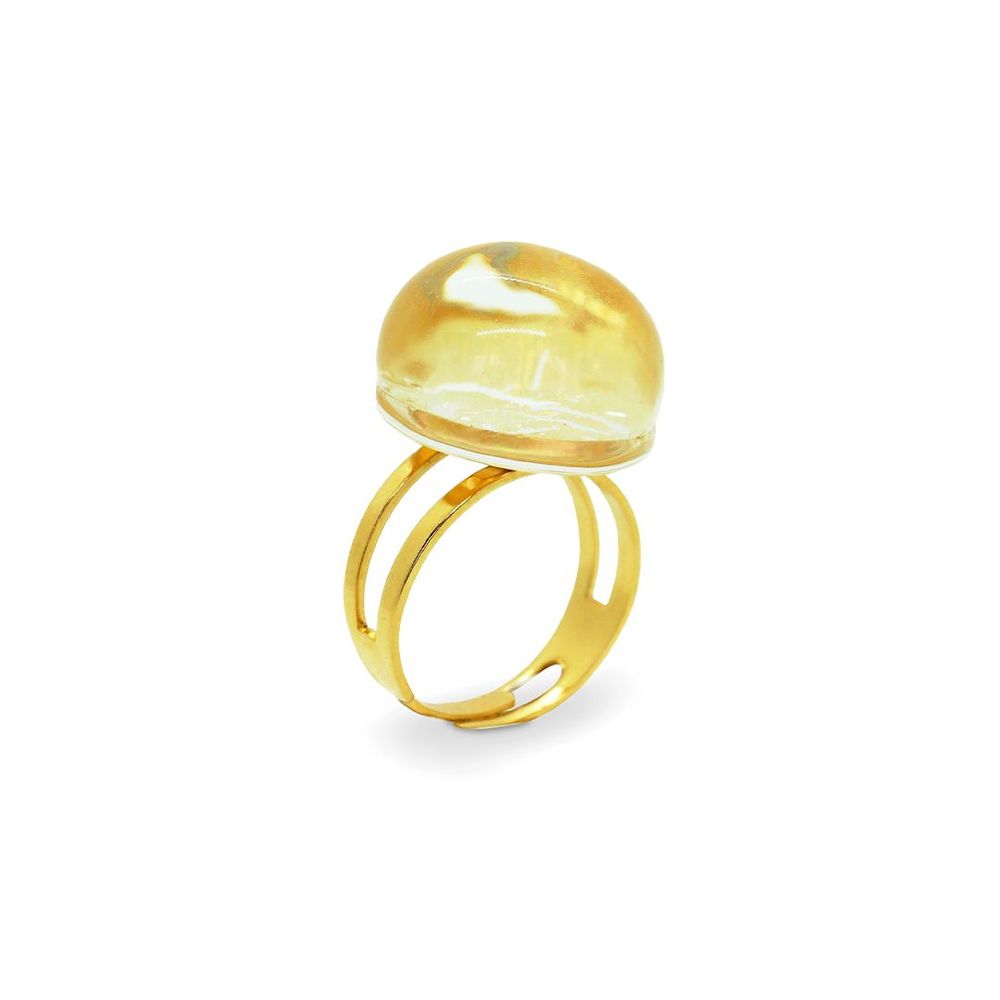 Bijoux - Bague ORUS Dôme en verre de Murano - Doré - MILODINA