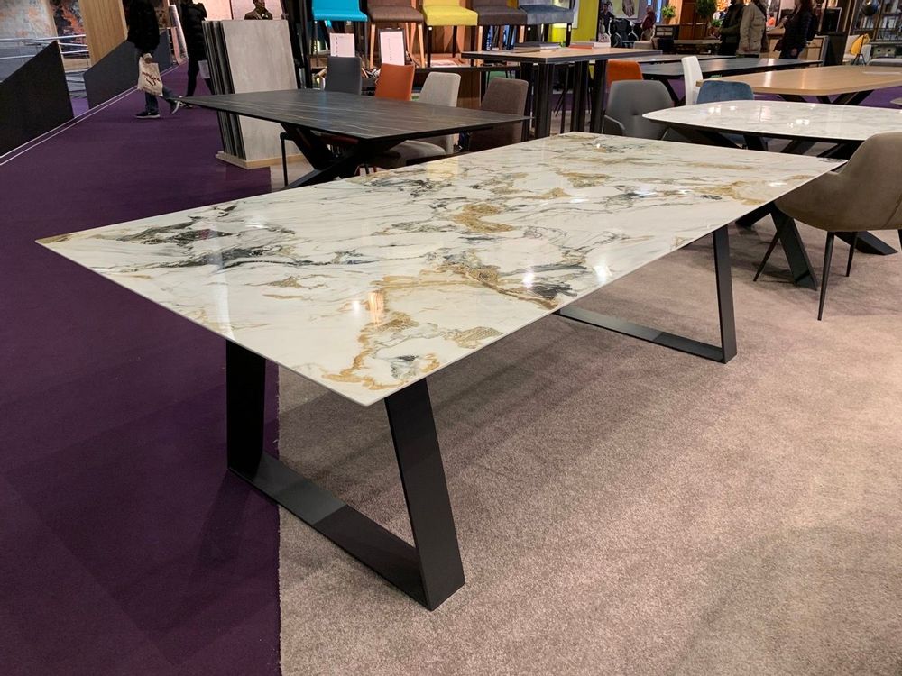 Dining Tables - Topaz foot ceramic dining table - COLOMBUS MANUFACTURE FRANCE