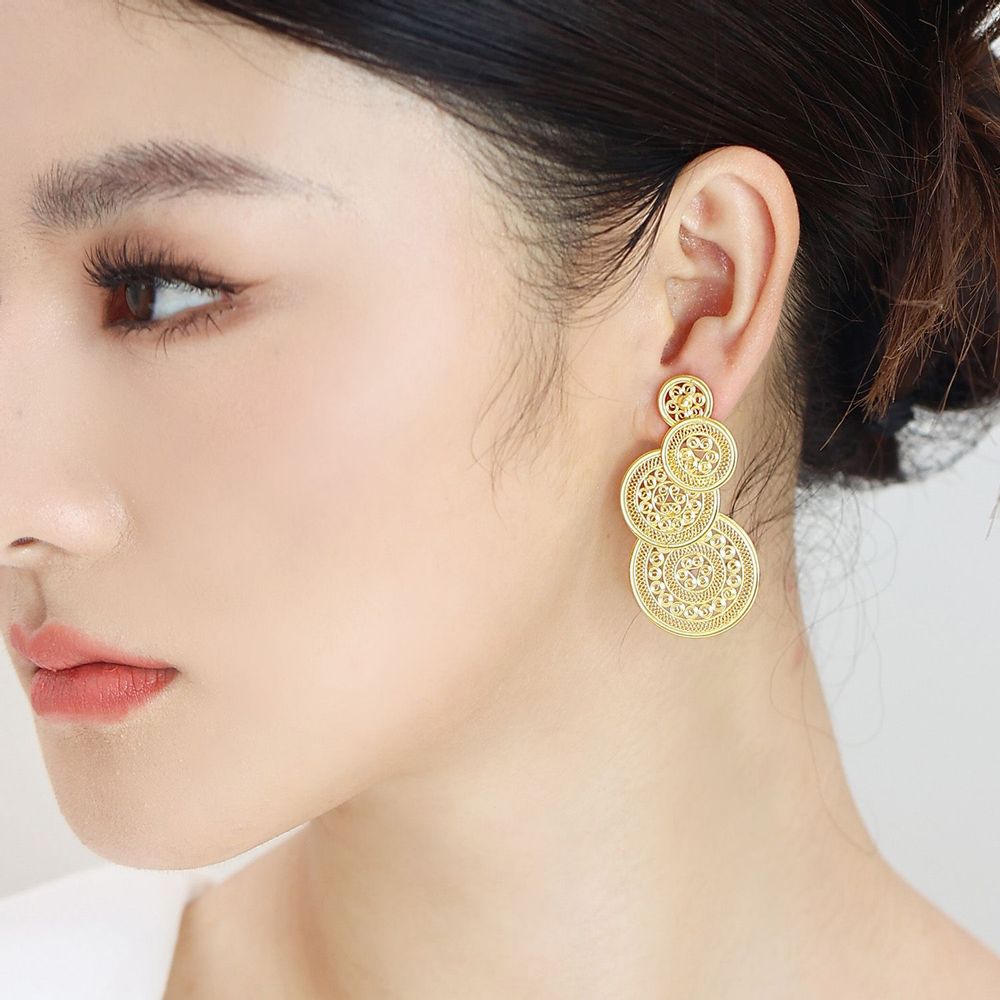 Bijoux - Boucles D'oreilles En Filigrane À Tambour Fortune Superposées - WEI YEE INTERNATIONAL LIMITED