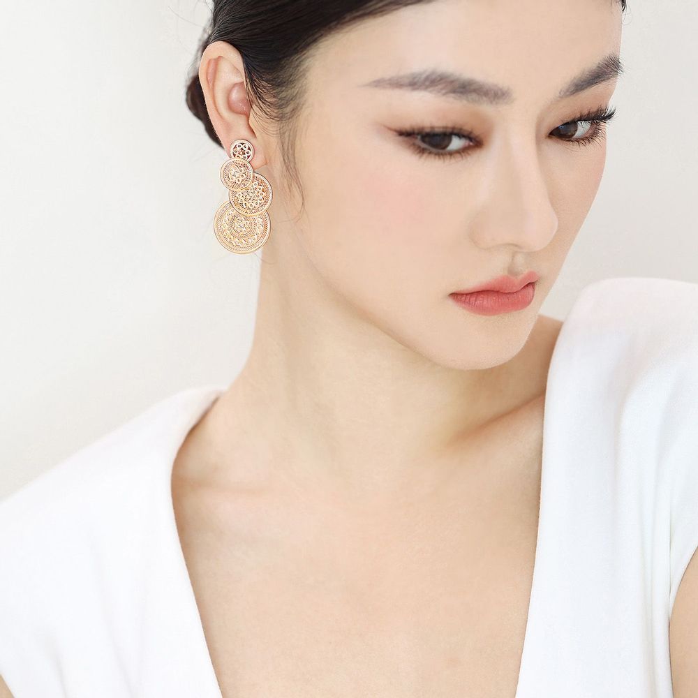 Jewelry - Overlap Fortune Drum Filigree Earrings - WEI YEE INTERNATIONAL LIMITED