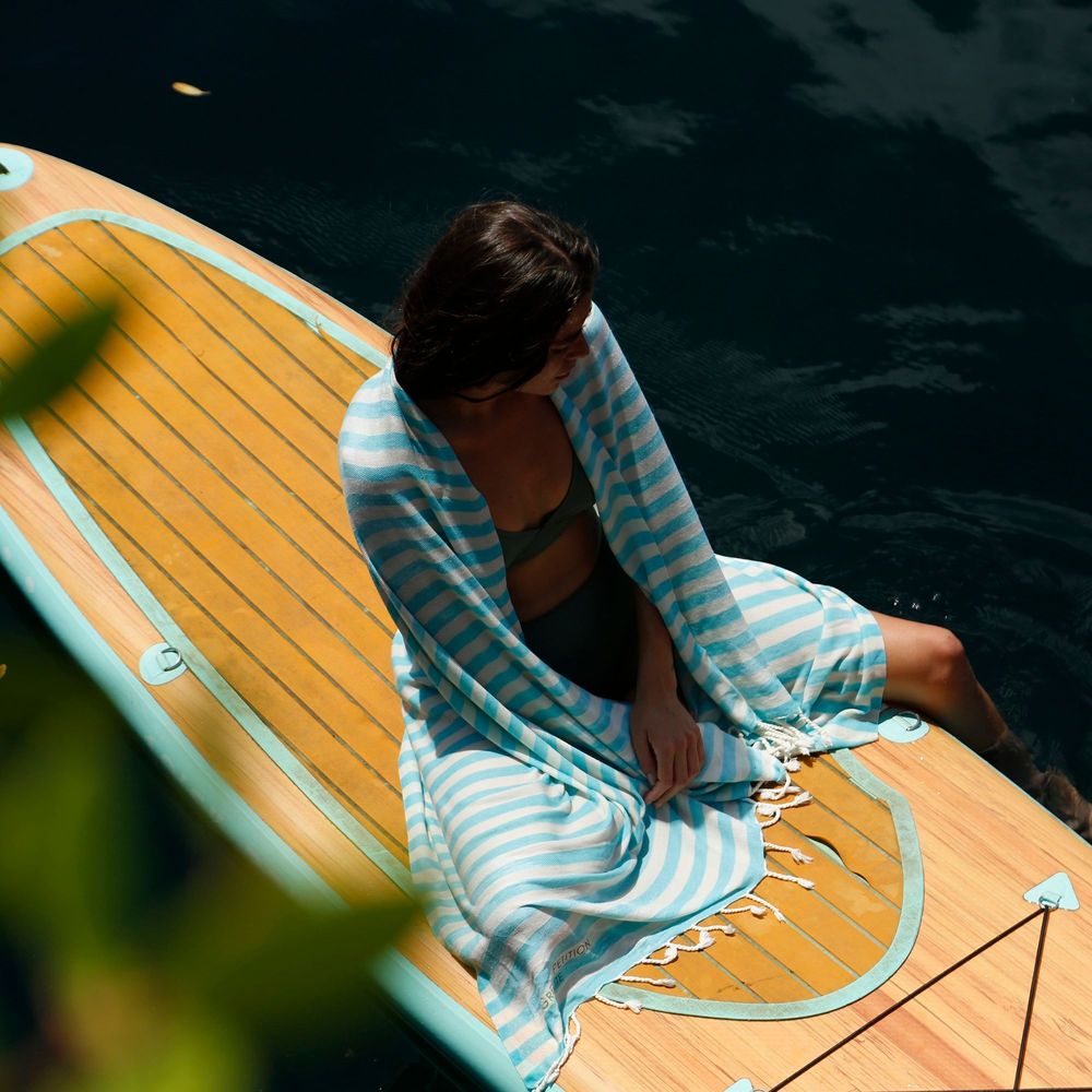 Sarongs - Mare Capri Fouta Towel 90x180 cm - GREEN PETITION