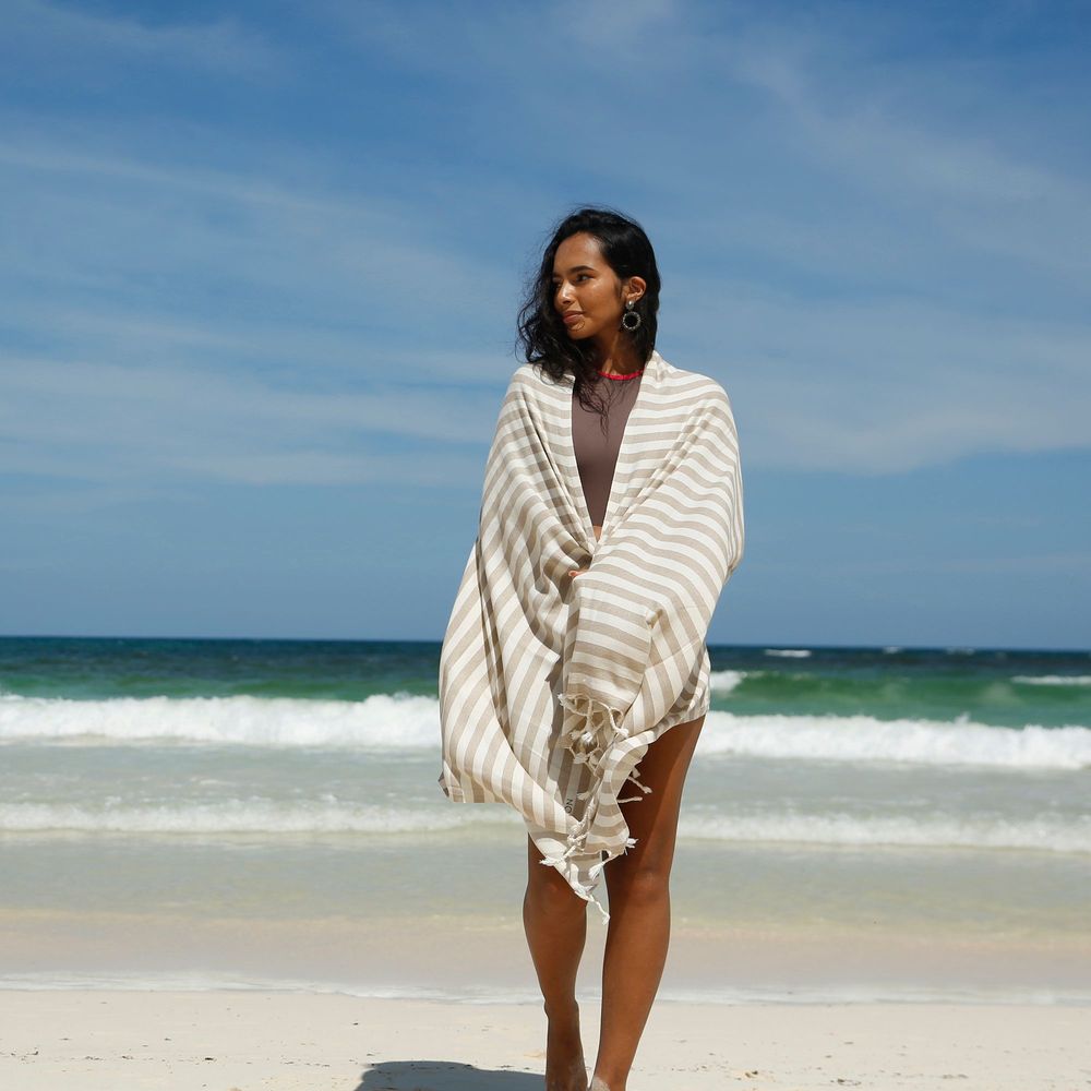 Paréos - Serviette à fouta Mare Sand Beige 90x180 cm - GREEN PETITION