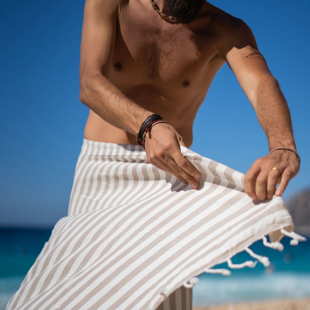 Paréos - Serviette à fouta Mare Sand Beige 90x180 cm - GREEN PETITION