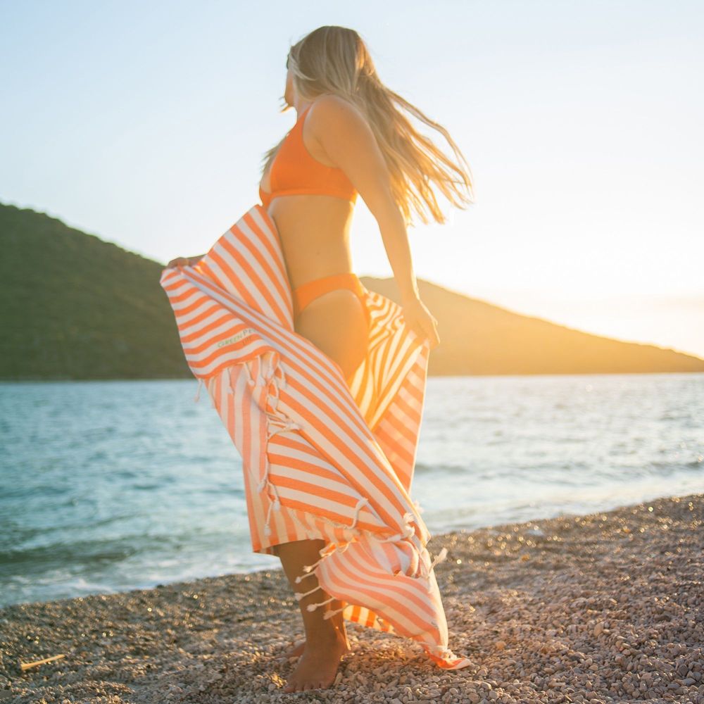 Bath towels - Mare Tangerine Fouta Towel 90x180 cm - GREEN PETITION