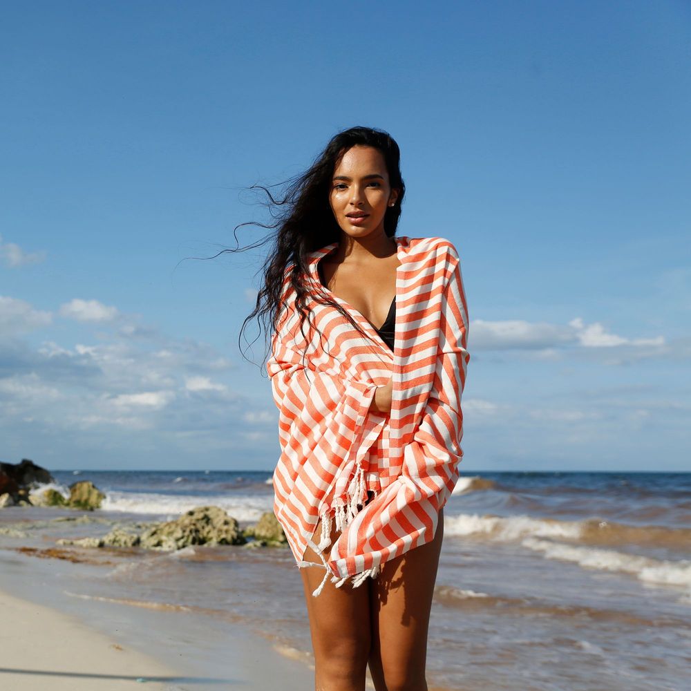 Bath towels - Mare Tangerine Fouta Towel 90x180 cm - GREEN PETITION