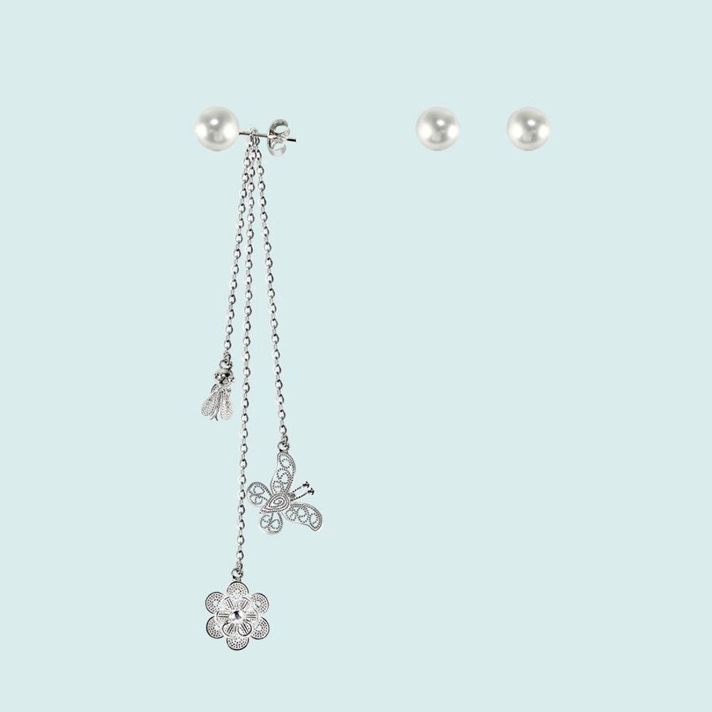 Jewelry - Bees Blossoms Butterflies Filigree Akoya Pearl Earrings - WEI YEE INTERNATIONAL LIMITED