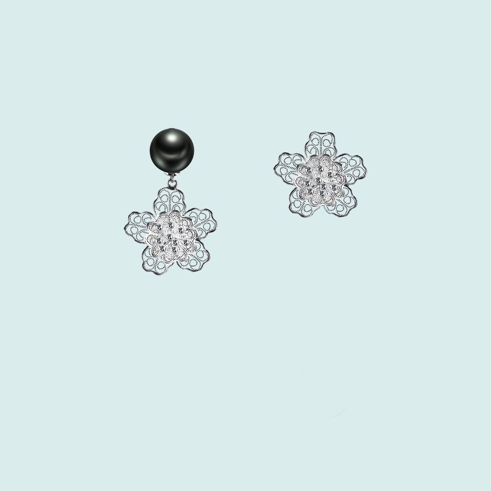 Jewelry - Blossoms Filigree Tahiti Pearl Earrings - WEI YEE INTERNATIONAL LIMITED