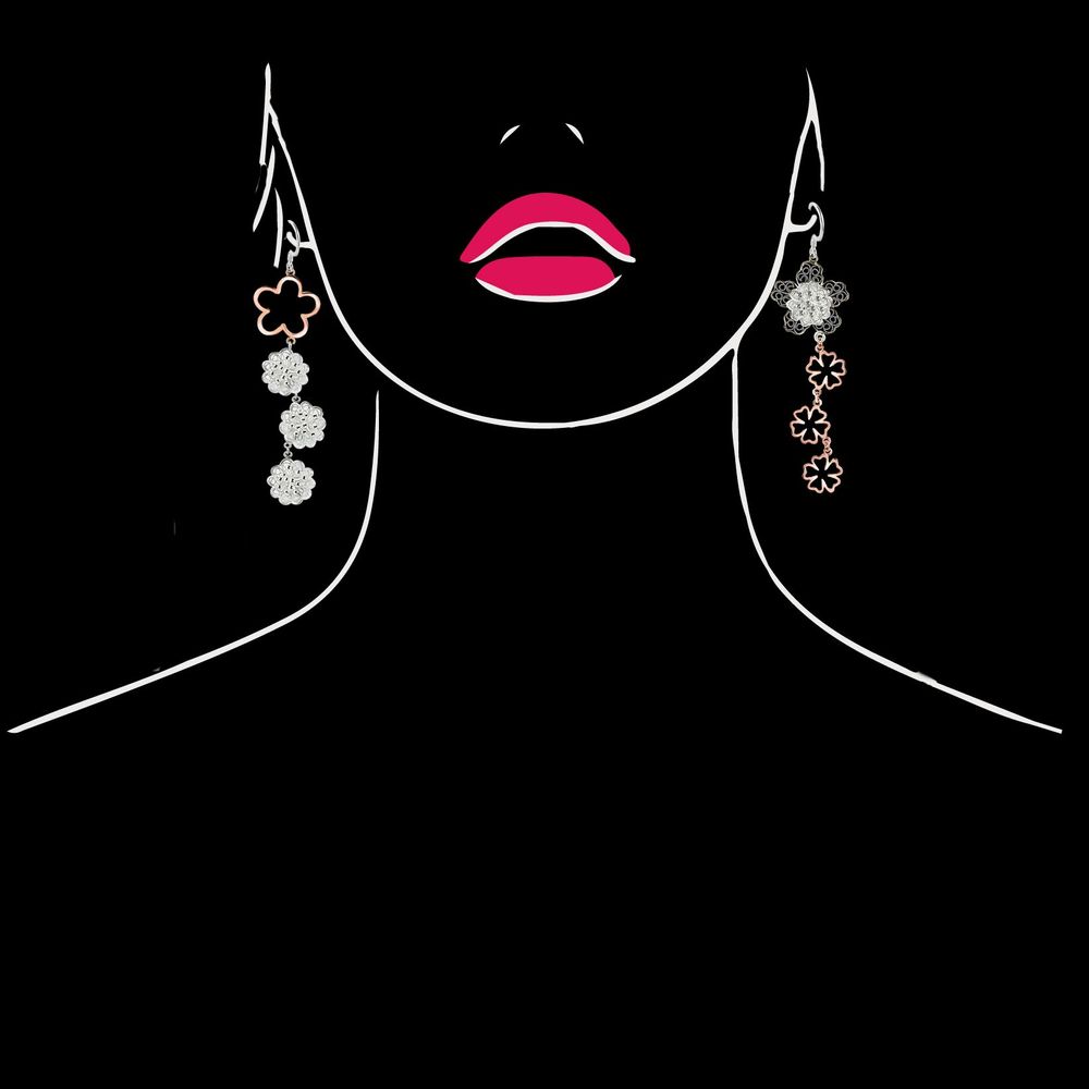 Bijoux - Boucles D'oreilles Fleurs En Filigrane D'argent Et Or Rose - WEI YEE INTERNATIONAL LIMITED