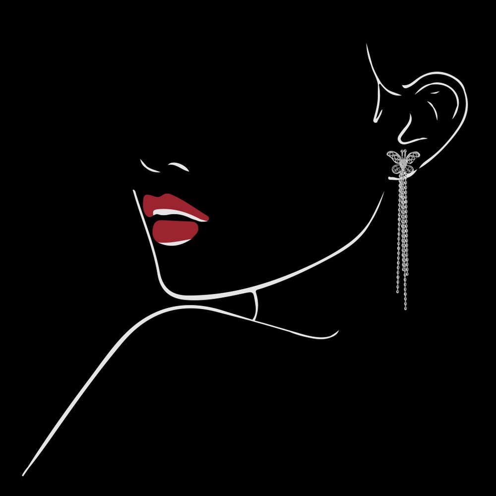Jewelry - Dancing Butterflies White Gold Tassel Earrings - WEI YEE INTERNATIONAL LIMITED