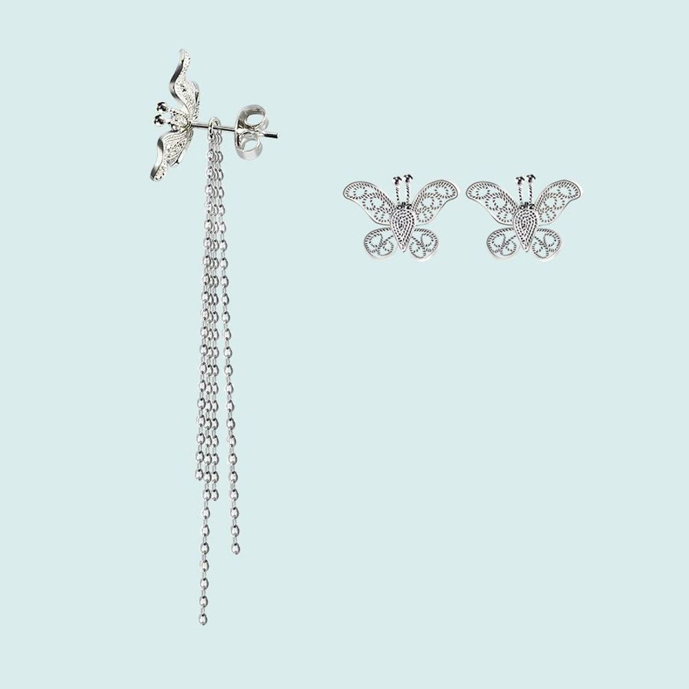 Jewelry - Dancing Butterflies White Gold Tassel Earrings - WEI YEE INTERNATIONAL LIMITED