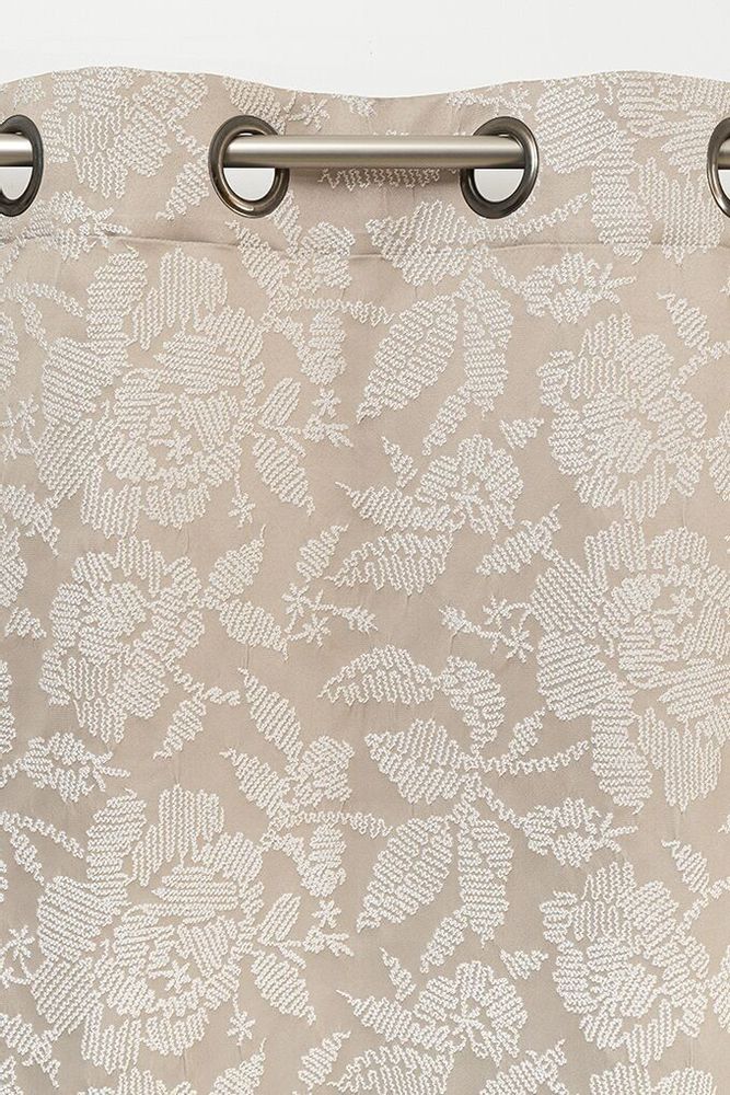 Rideaux et voilages - Double-Rideau VENISE  - Col Naturel - Panneau à œillets - 140 x 260 cm - 100% polyester - IPC DECO DELL'ARTE