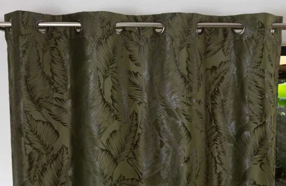 Rideaux et voilages - Double-rideau PALMA - Col Vert - Panneau à oeillets - 140 x 260 cm - 100 % polyester - IPC DECO DELL'ARTE