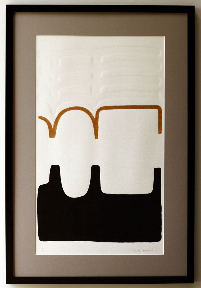 Tableaux - Gravure et gaufrage 50 cm x 75 cm noir et doré - FOUCHER-POIGNANT