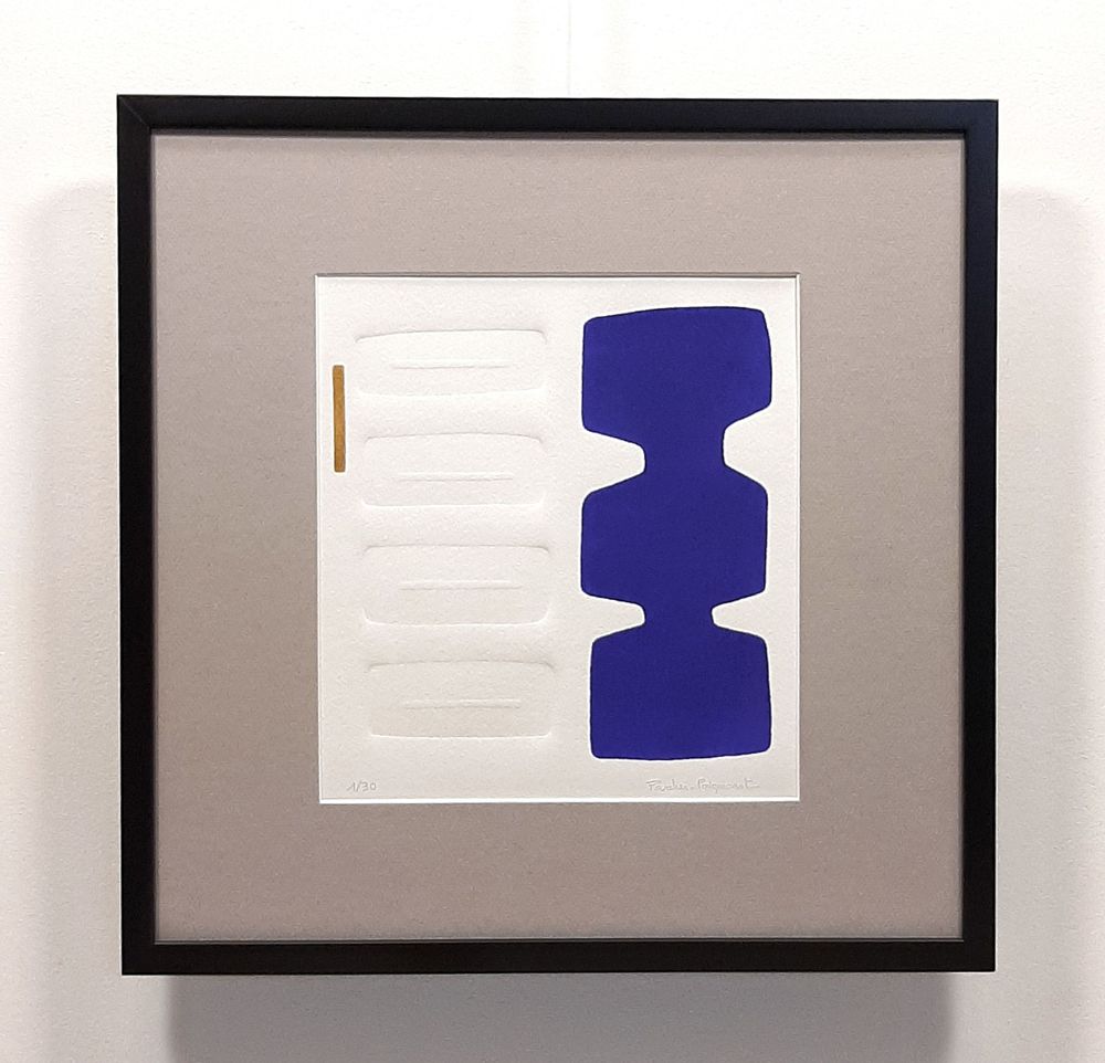 Tableaux - gravure et gaufrage 40cm x 40 cm bleu - FOUCHER-POIGNANT