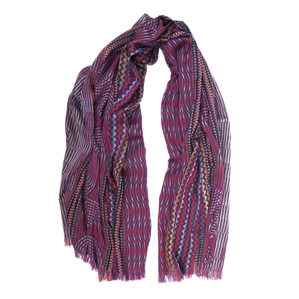 Plaids - Écharpe Maxi Coton Soie - Cinétique - violet multicolore - SOPHIE GUYOT SILKS