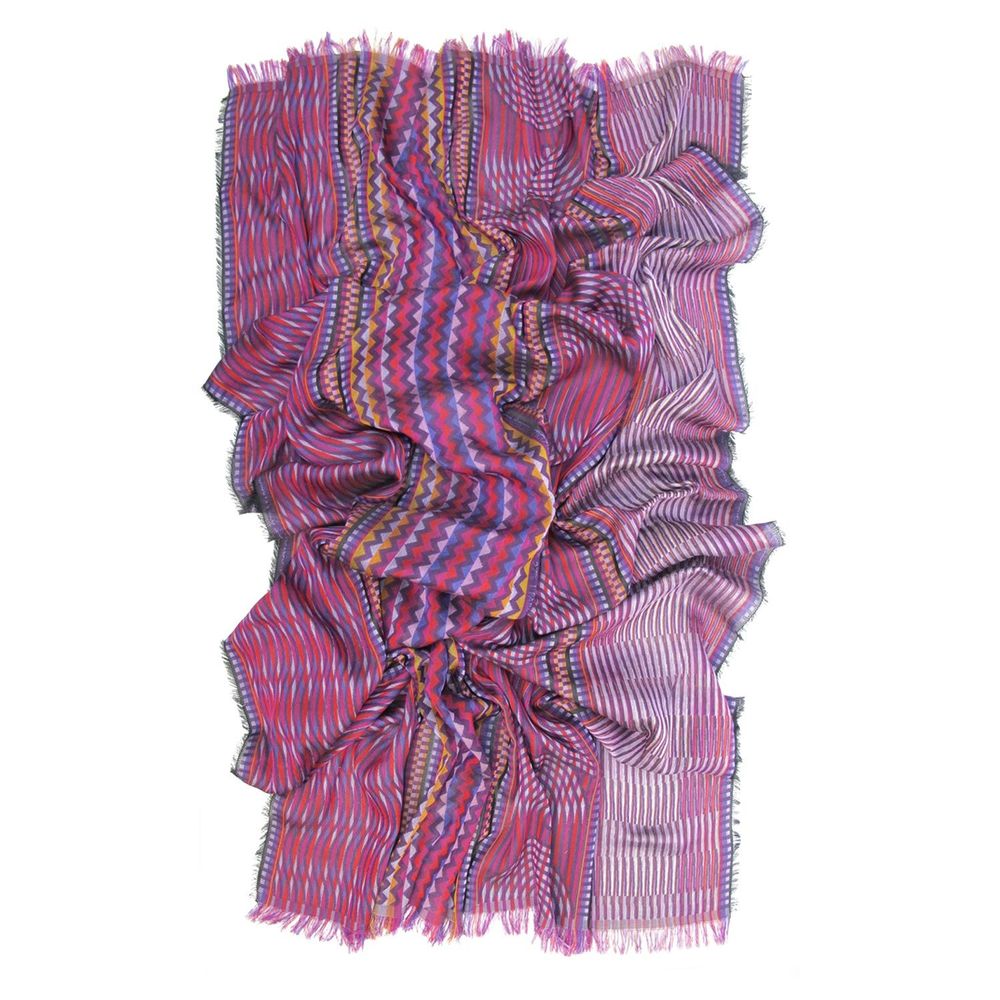 Plaids - Écharpe Maxi Coton Soie - Cinétique - violet multicolore - SOPHIE GUYOT SILKS