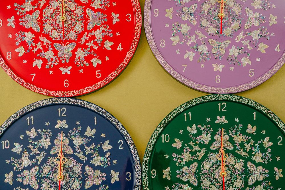 Clocks - Mother of Pearl Wall Clock - FEBRUARY MOUNTAIN