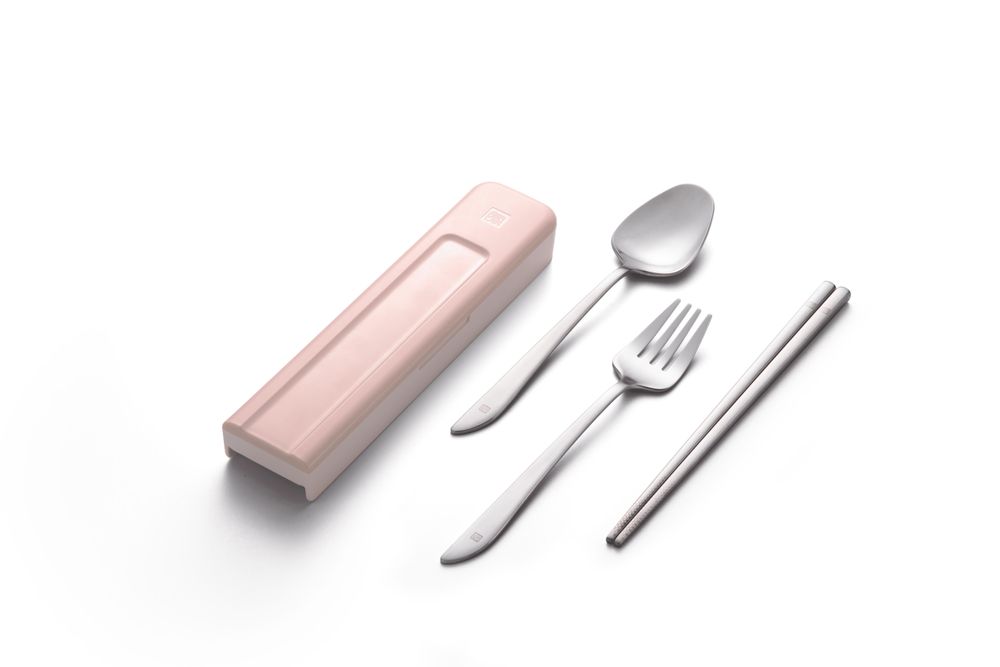 Cutlery set - Calligraphy II Asian Togo Cutlery Set (Blue/ Pink/ Gray) - JIA