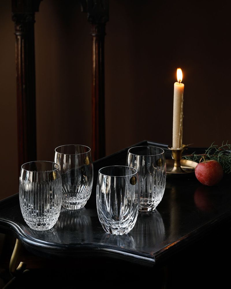 Cristallerie - Ensemble de 4 balles hautes en cristal taillé Leone di Fiume - LEONE DI FIUME