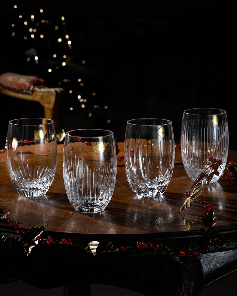 Cristallerie - Ensemble de 4 balles hautes en cristal taillé Leone di Fiume - LEONE DI FIUME