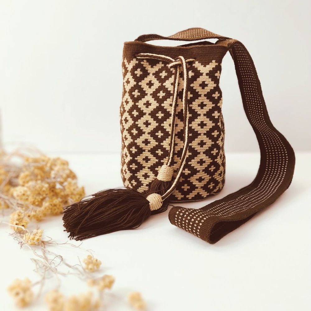 Bags and totes - Women's handmade cotton shoulder bag " Wayuu” small - L'ÉCO MAISON DÉCORATION