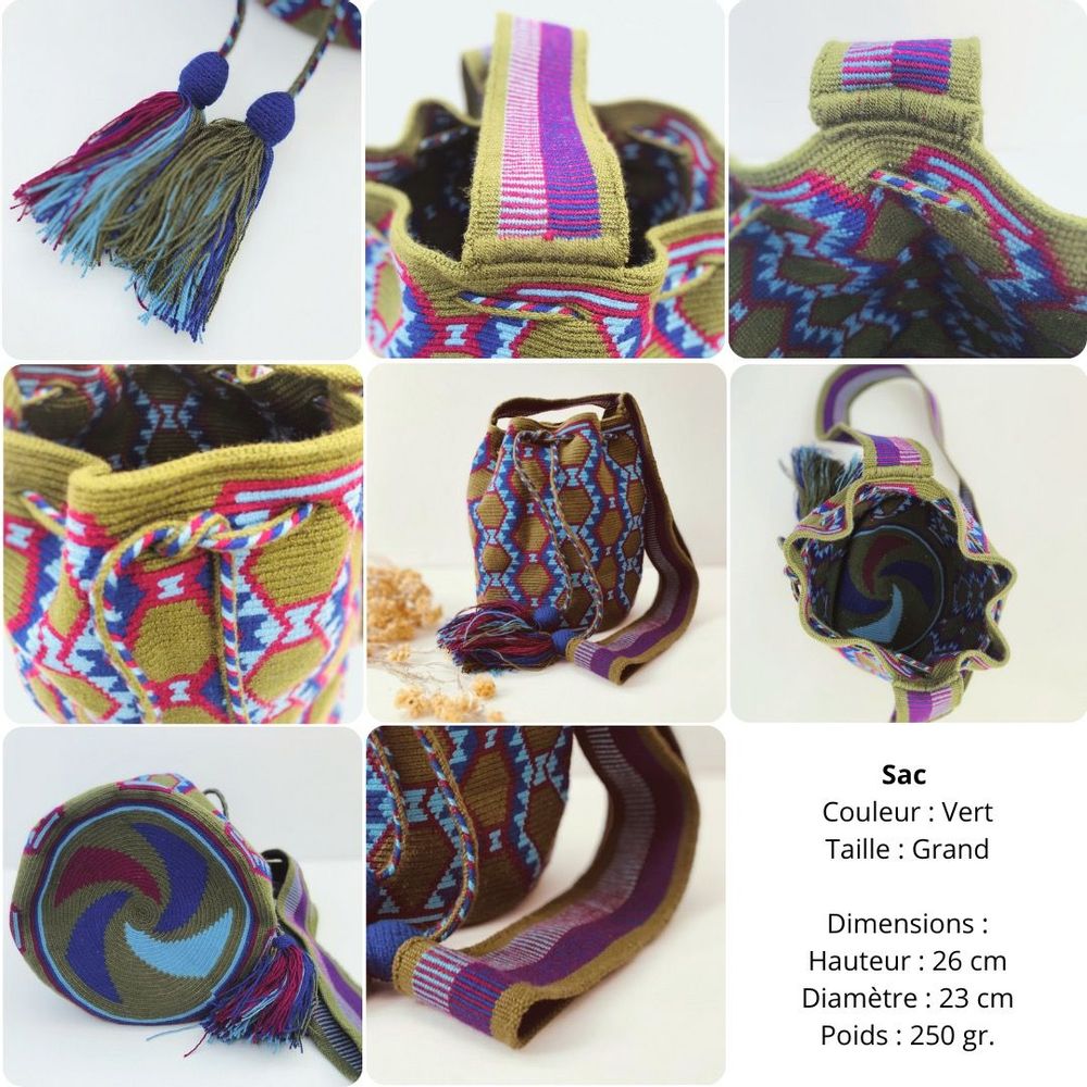 Sacs et cabas - Sac bandoulière "Wayuu" grande pour Femme en Cotton fait main - L'ÉCO MAISON DÉCORATION