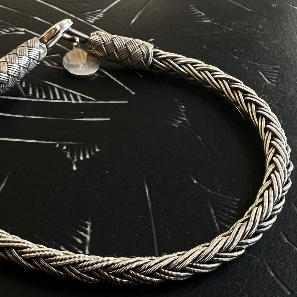 Bracelets - BRACELET TRESSE RONDE - ARGENT ET ARGENT OXYDÉ - FAIT MAIN - HOMME&FEMME - KARAWAN AUTHENTIC