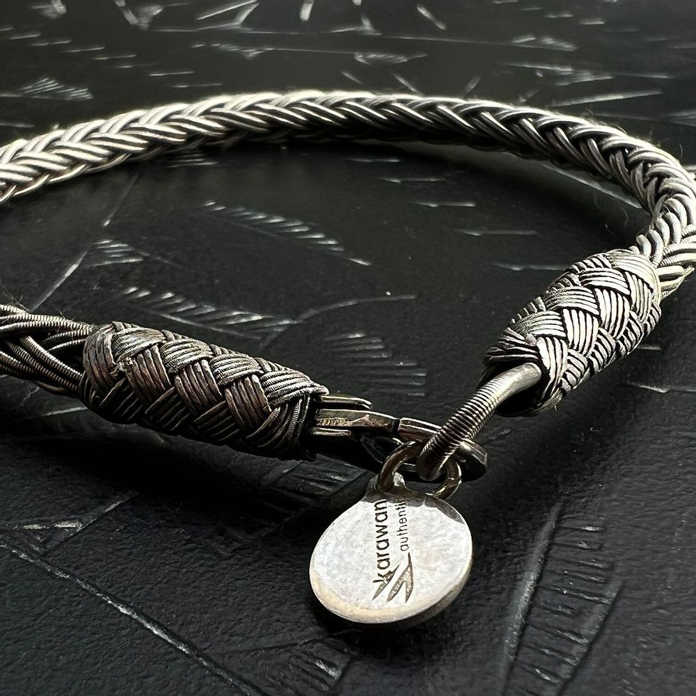Bracelets - BRACELET TRESSE RONDE - ARGENT ET ARGENT OXYDÉ - FAIT MAIN - HOMME&FEMME - KARAWAN AUTHENTIC