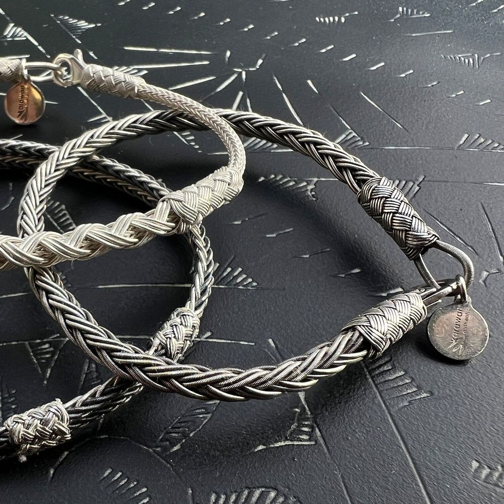 Bracelets - BRACELET TRESSE RONDE - ARGENT ET ARGENT OXYDÉ - FAIT MAIN - HOMME&FEMME - KARAWAN AUTHENTIC